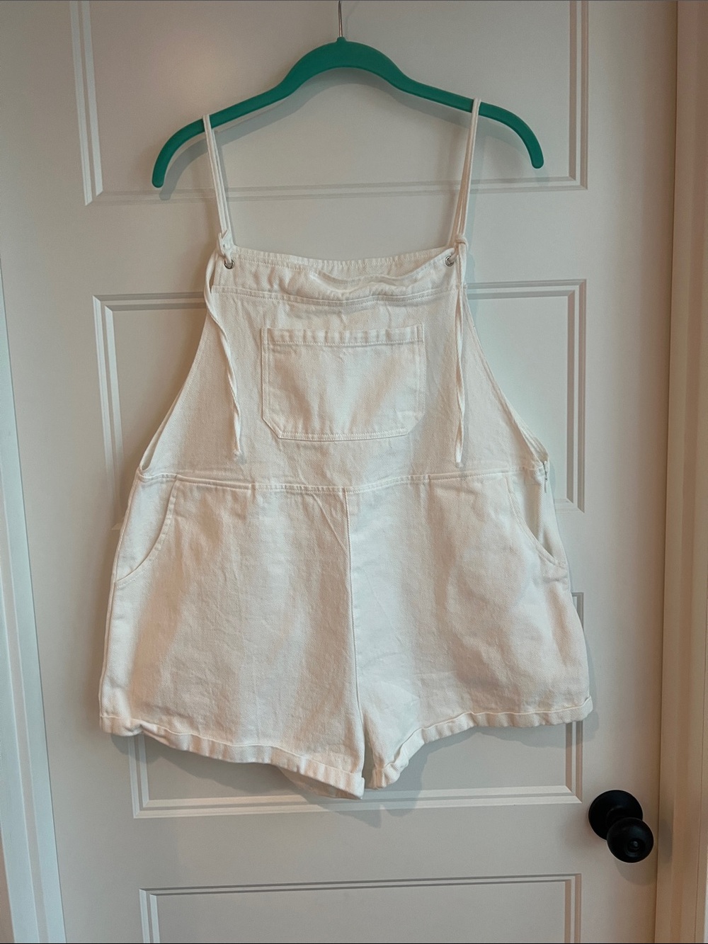 Cupshe White Denim Overall Shorts